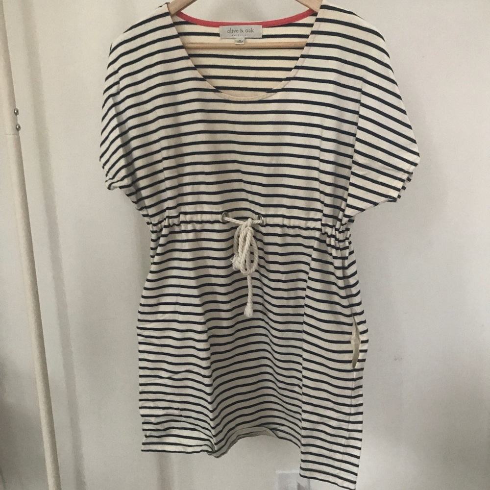 Anthro Navy Stripe Short Sleeve Dress
